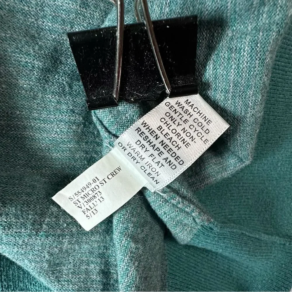 Banana Republic Pima Cotton blend teal striped crew neck sweater size small